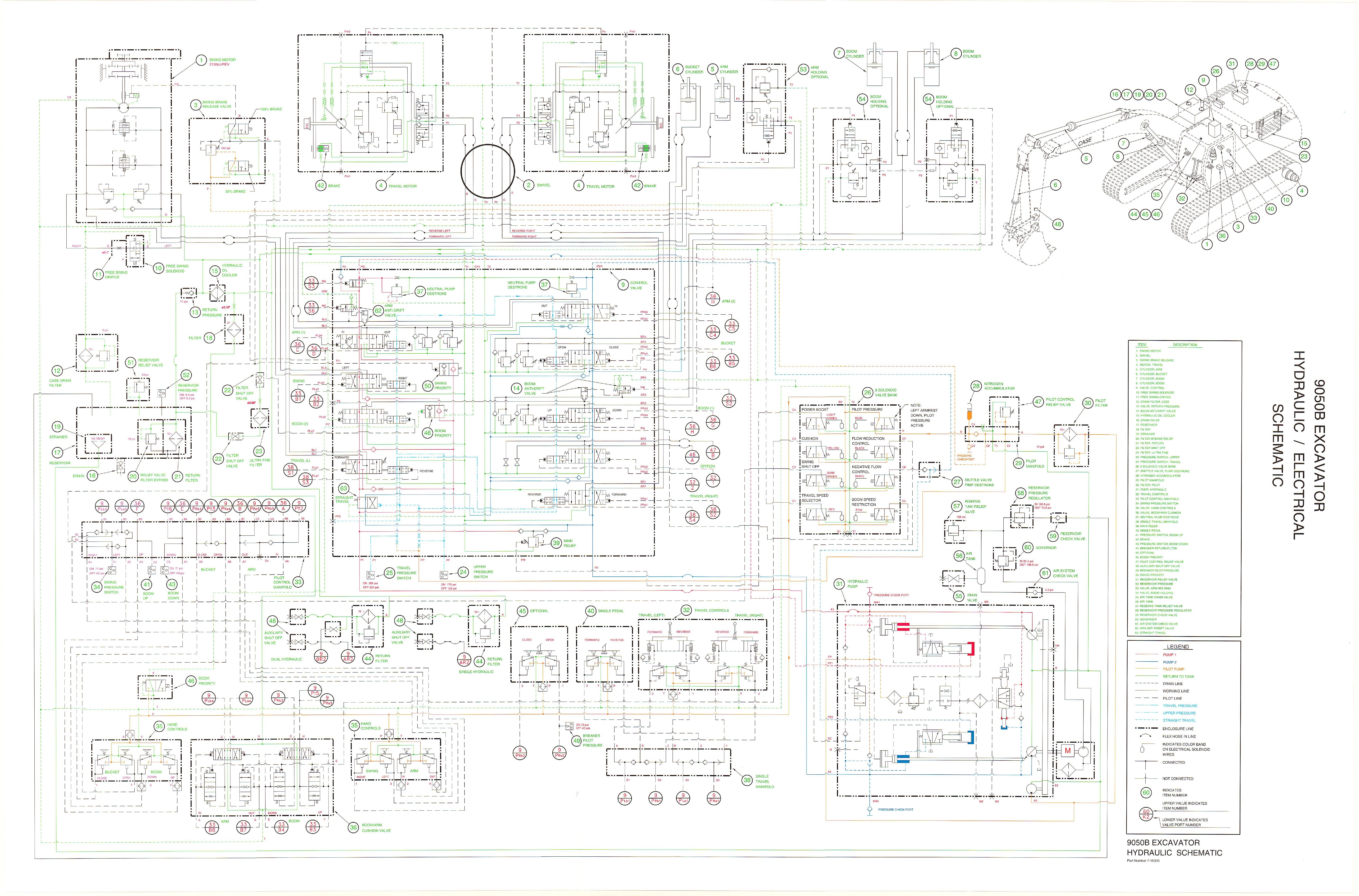 9050B Excavator ELECTRICAL SCHEMATIC  hydraulic SCHEMATIC